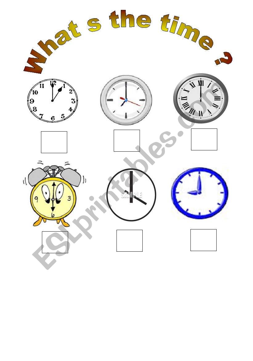 Whats the time,on the hour worksheet