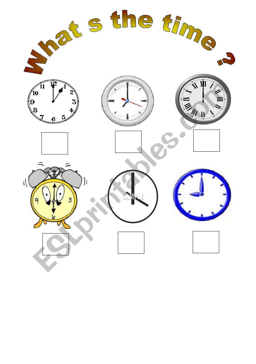 Whats the time,on the hour worksheet