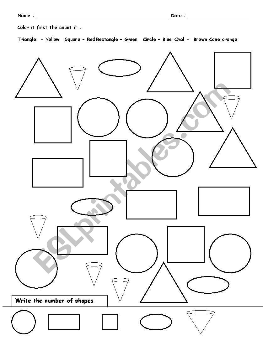 Color, Count & Learn Shapes worksheet