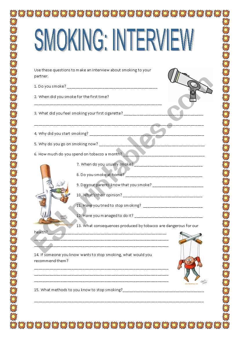 interview about smoking worksheet