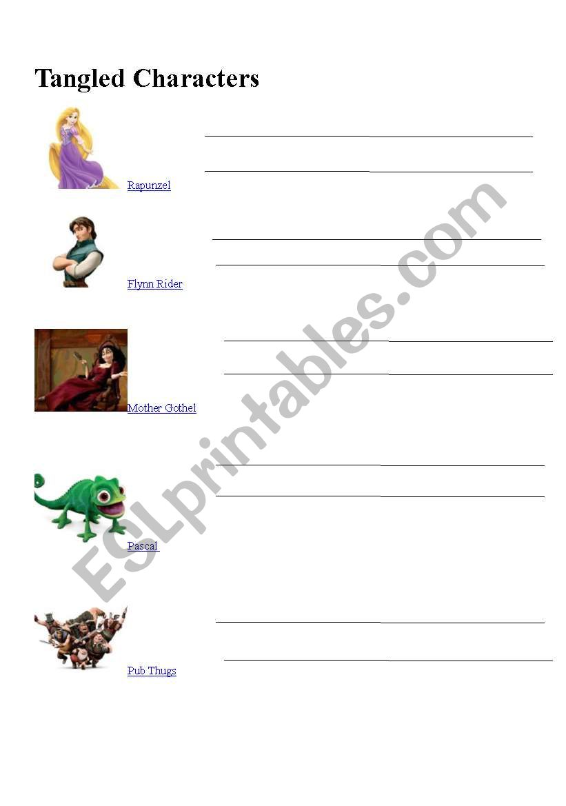 TANGLED CHARACTERS worksheet