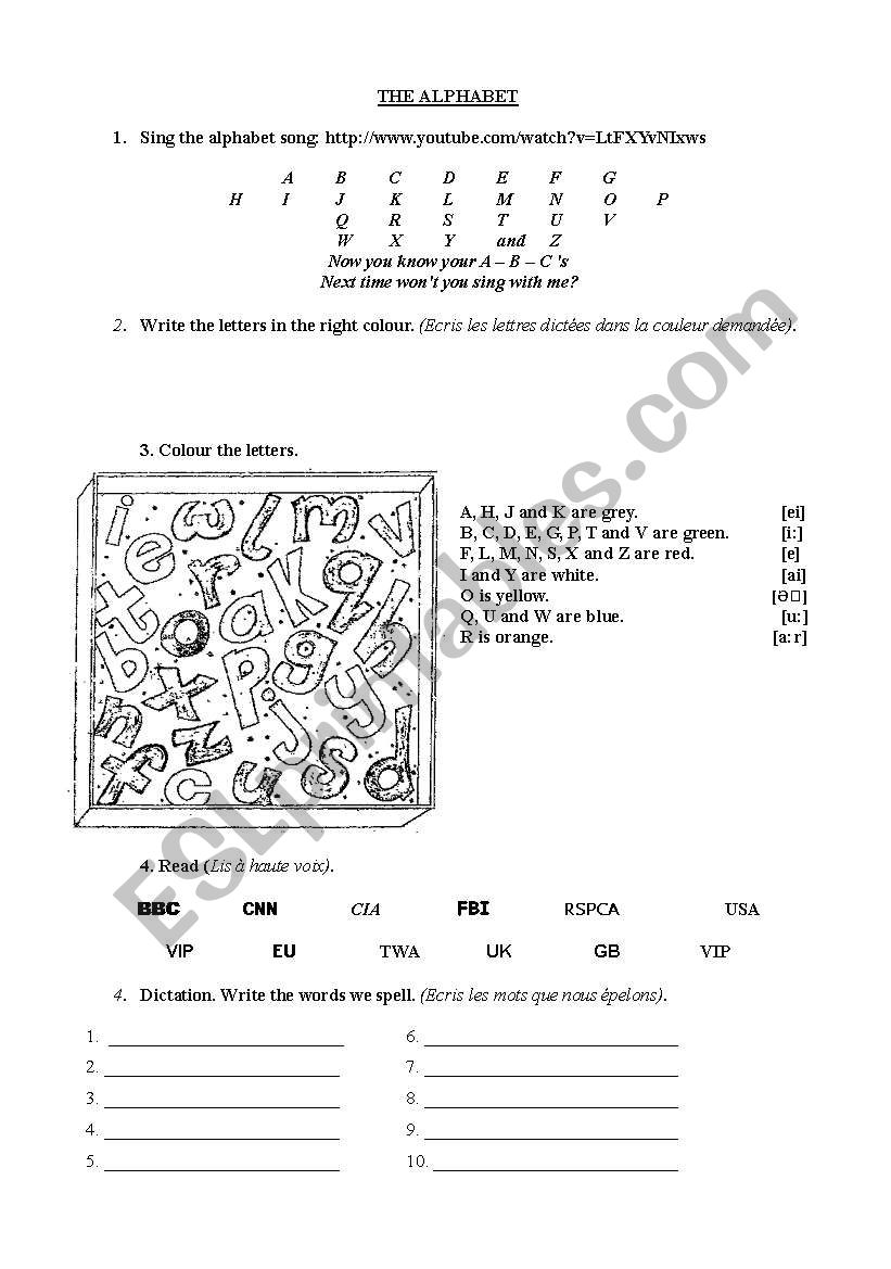 The alphabet worksheet