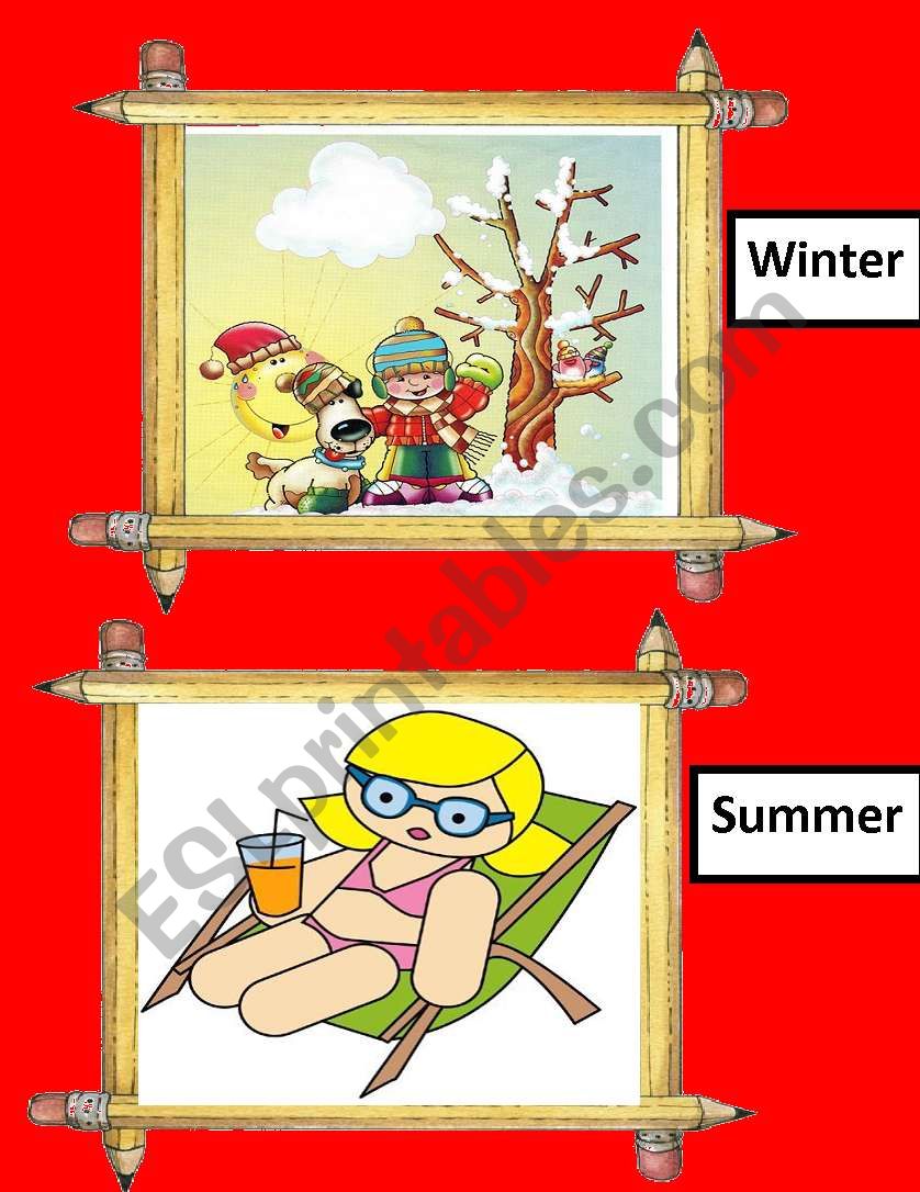 seasons flash cards worksheet