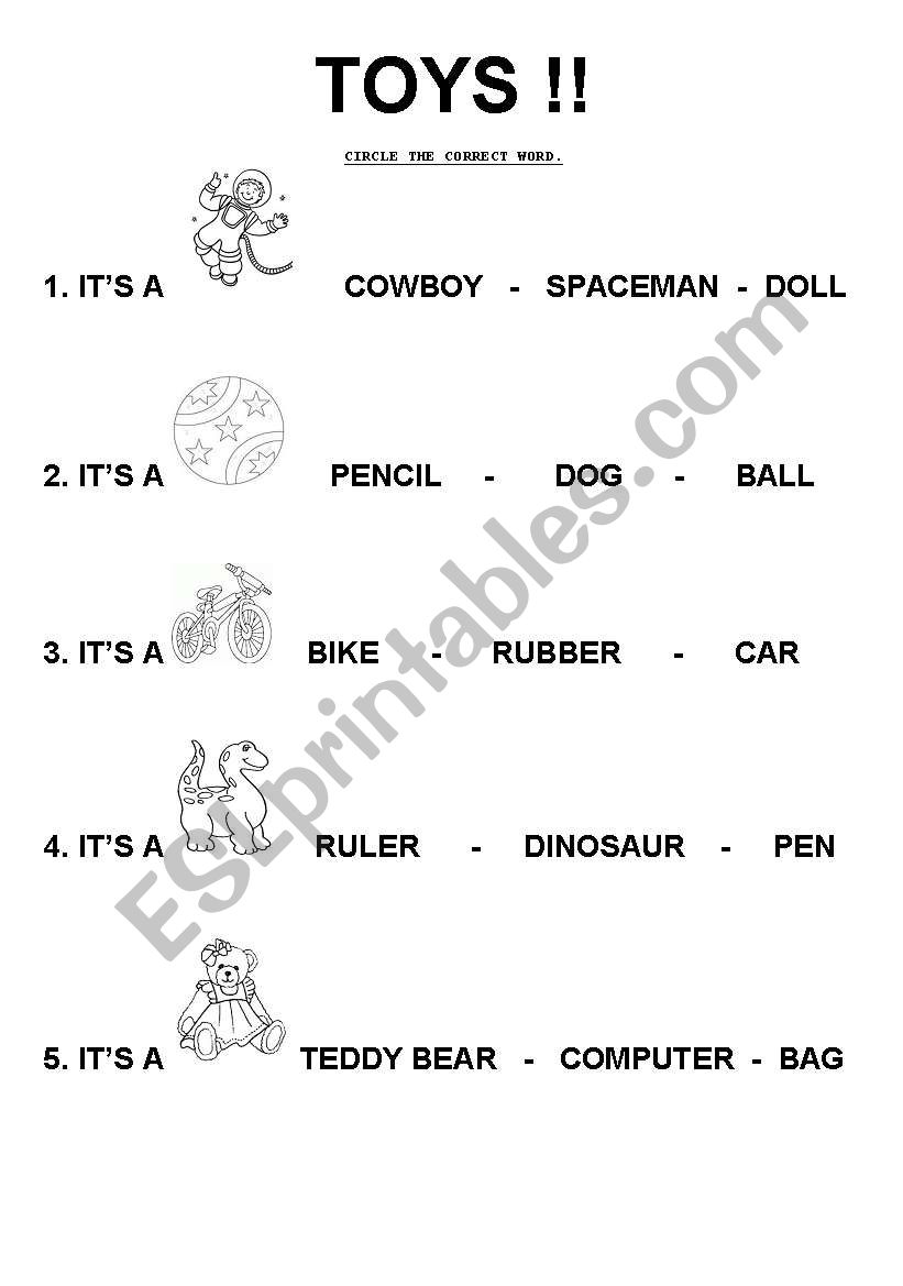 TOYS worksheet