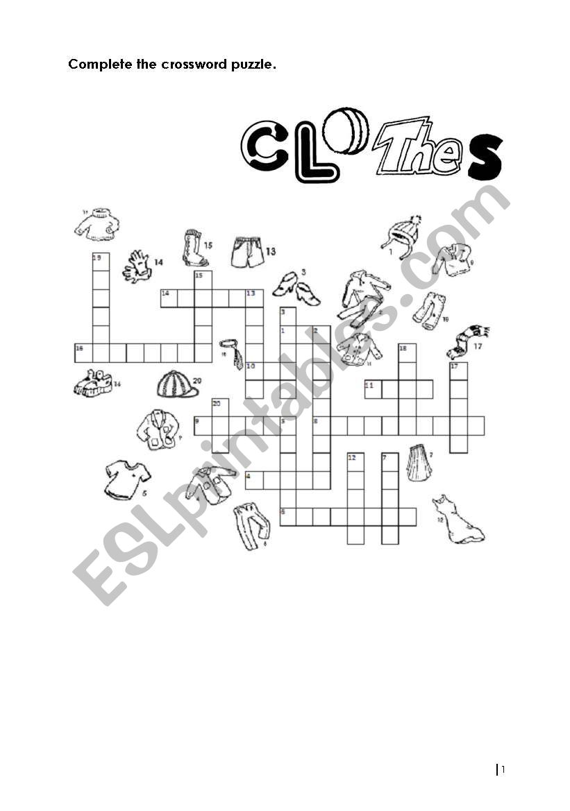 Clothes worksheet