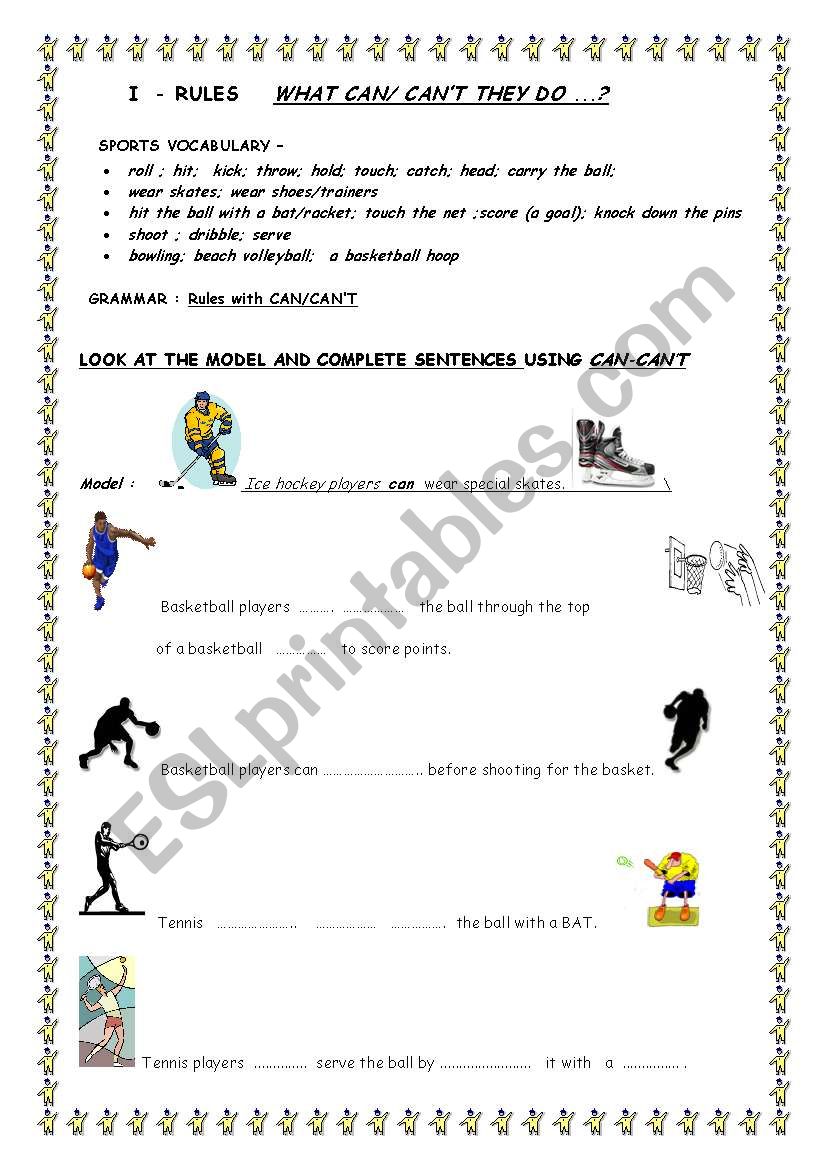 Sport rules with can-cant. worksheet