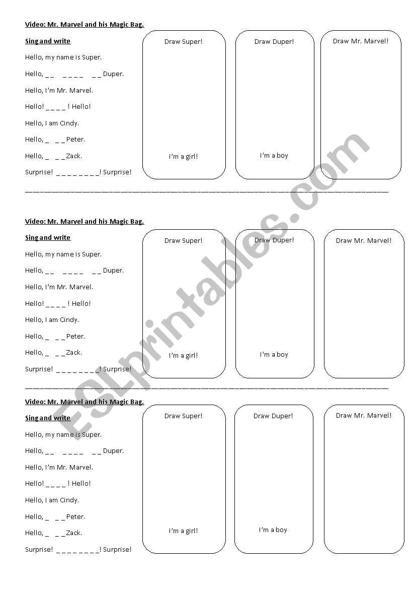 Mr. Marvel! worksheet