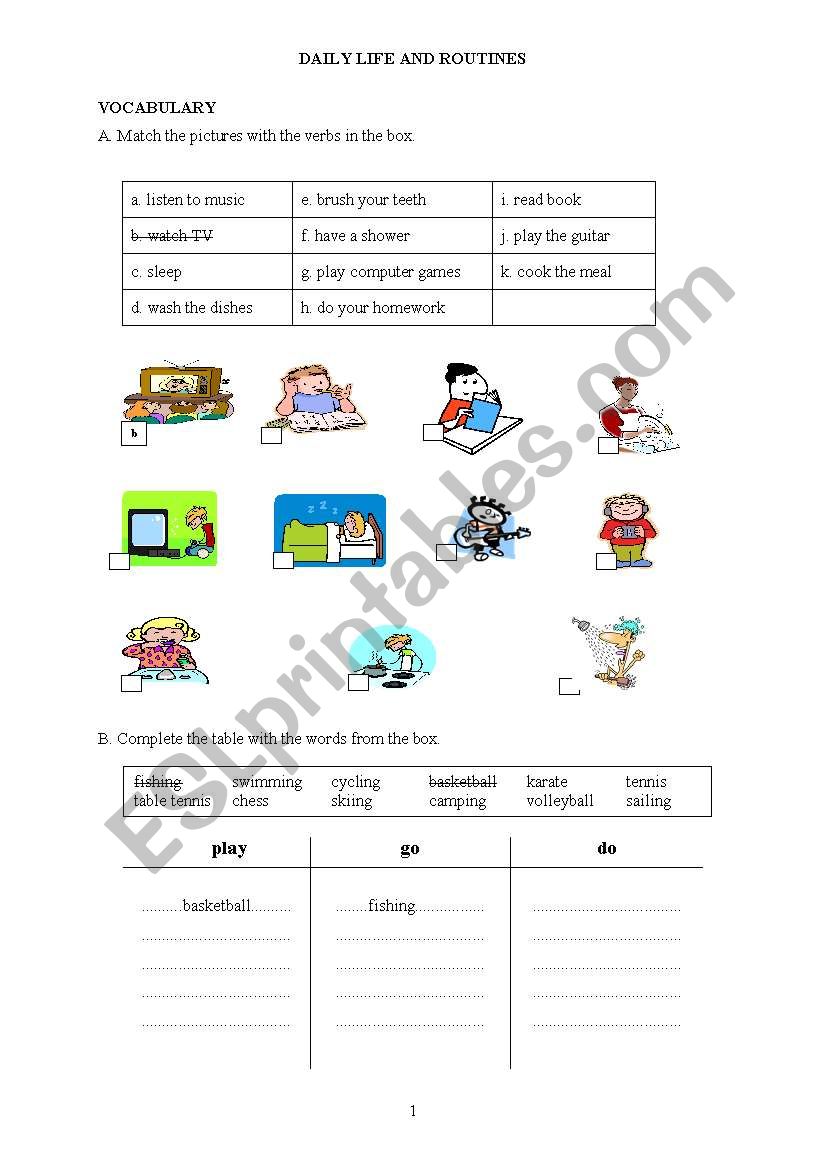 Daily Routine worksheet