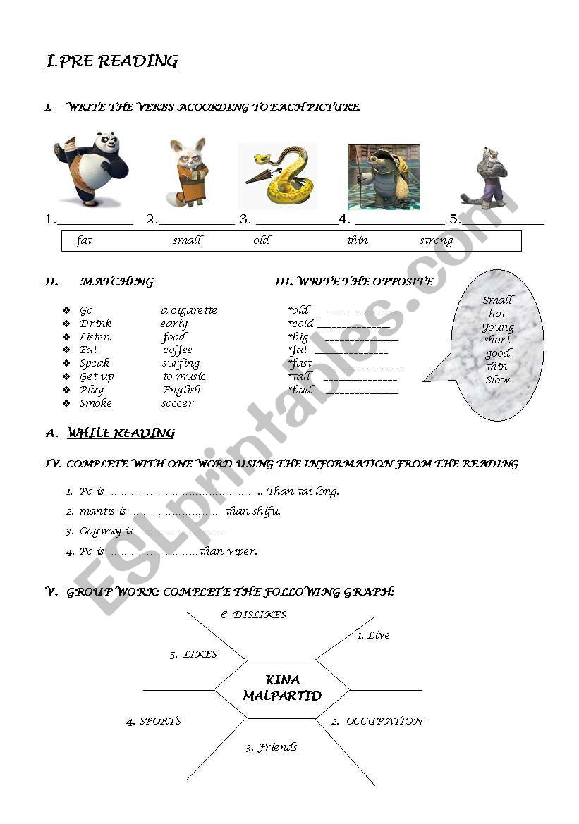 kung fu panda worksheet