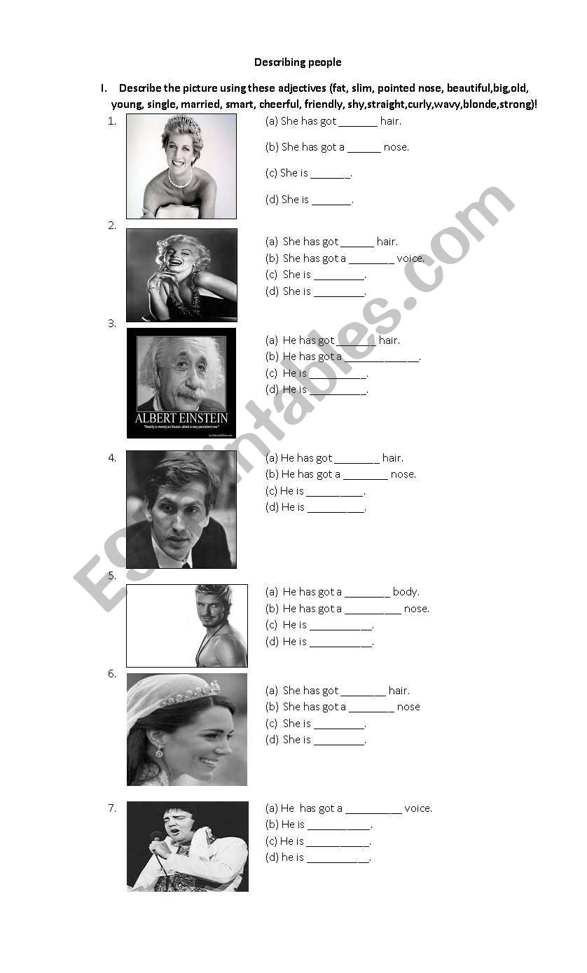 describing people worksheet