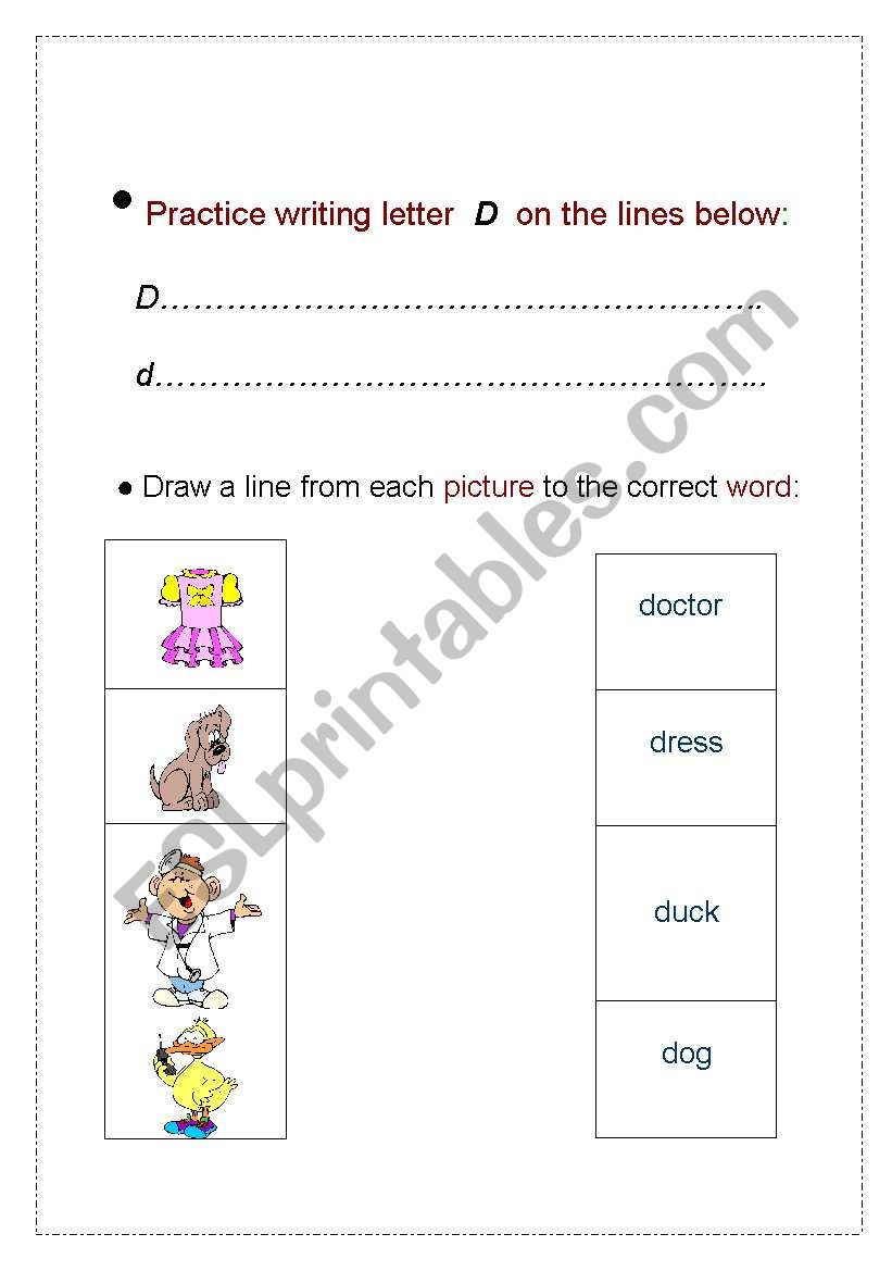 letter D activity worksheet