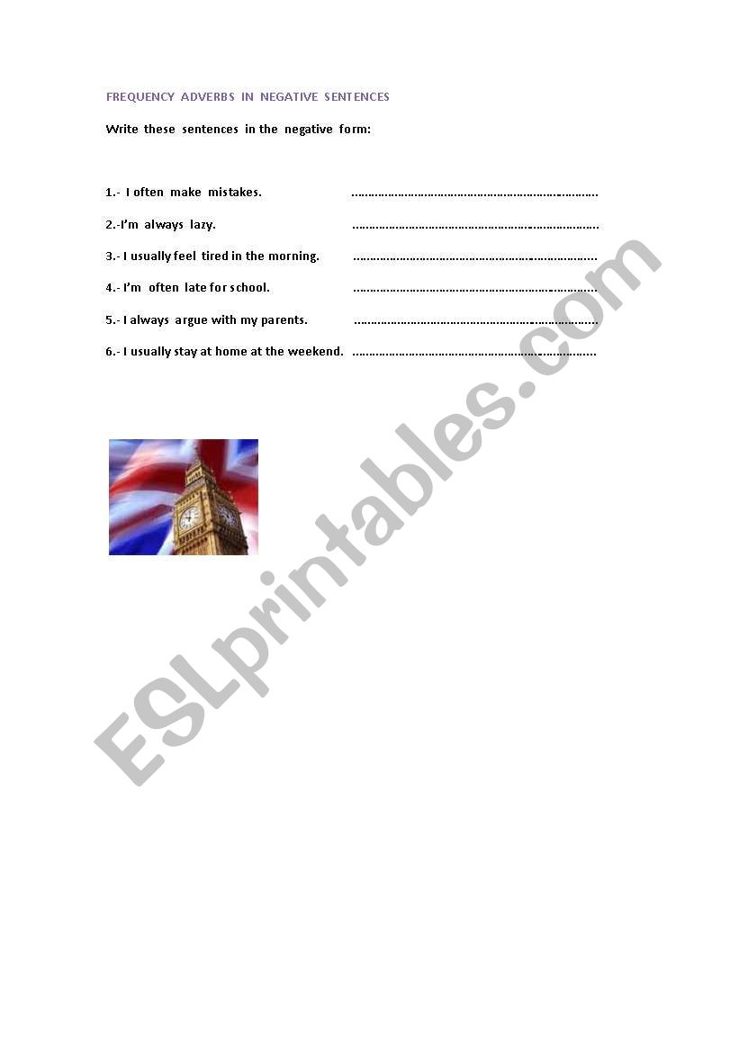 Adverbs of frequency worksheet
