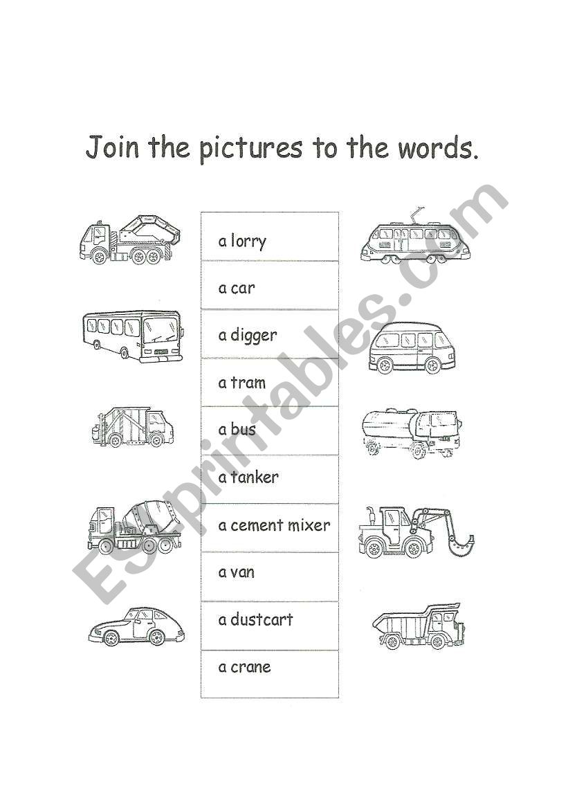 VEHICLES worksheet