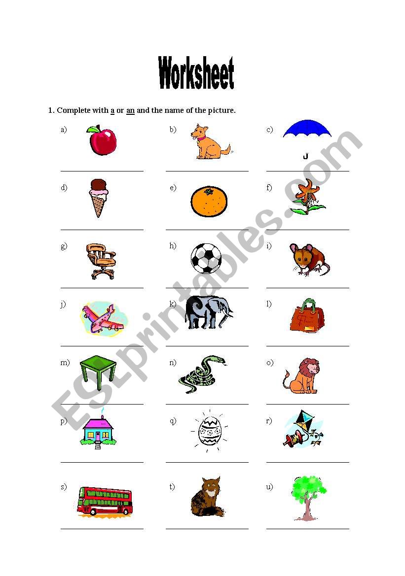 alphabet vocabulary worksheet