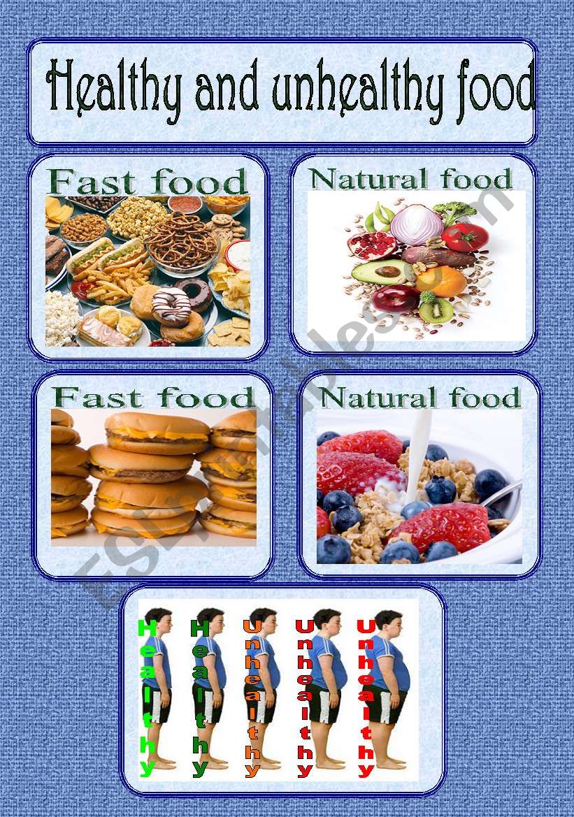 Healthy and Unhealthy food flash-cards