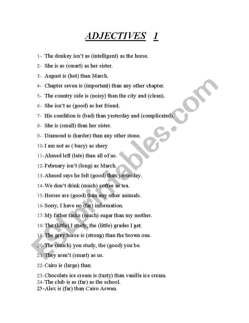 Adjectives worksheet  worksheet