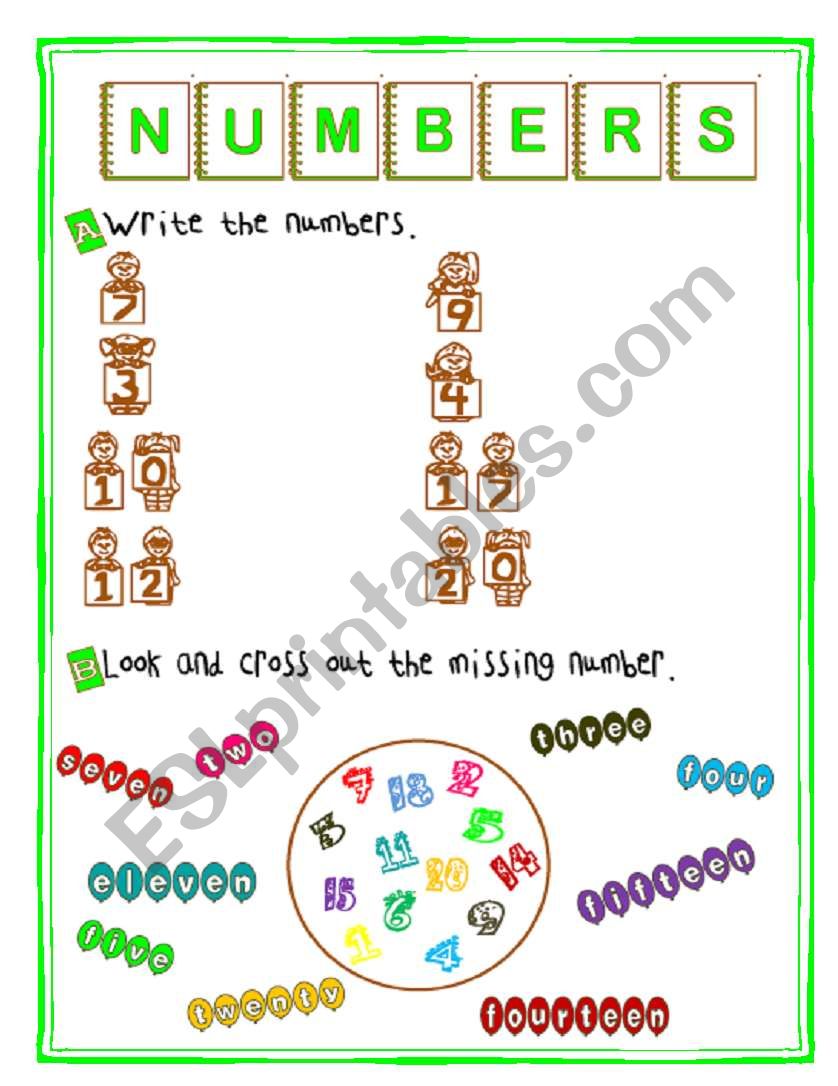 NUMBERS 1-20 worksheet