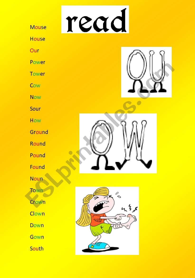 ou-ow sound worksheet