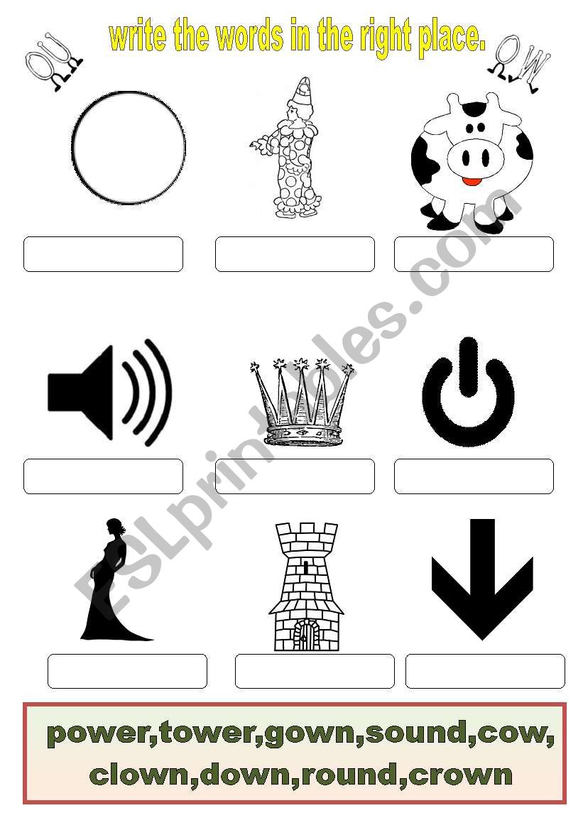 ou-ow sounds worksheet