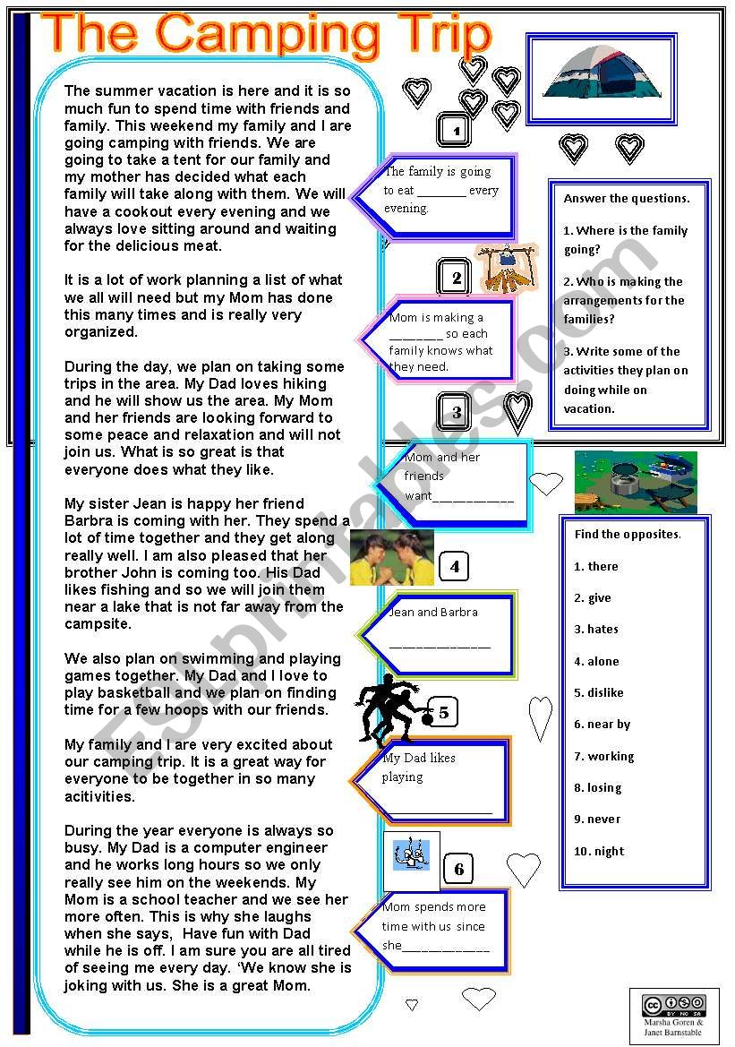 The Camping Trip worksheet