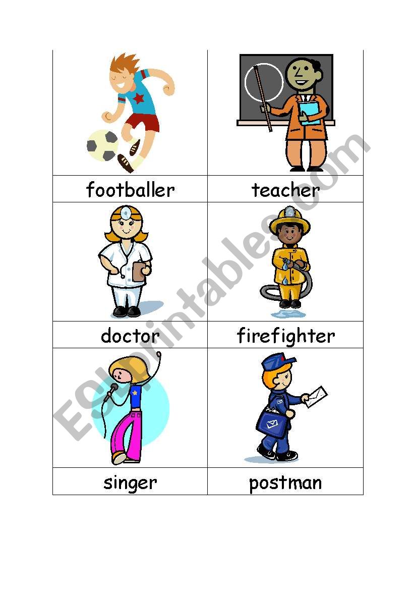 occupations flash cards worksheet