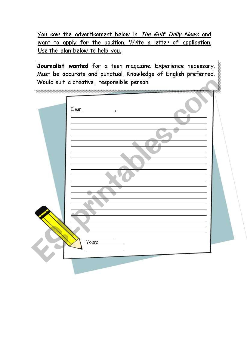a letter applying for a job2 worksheet