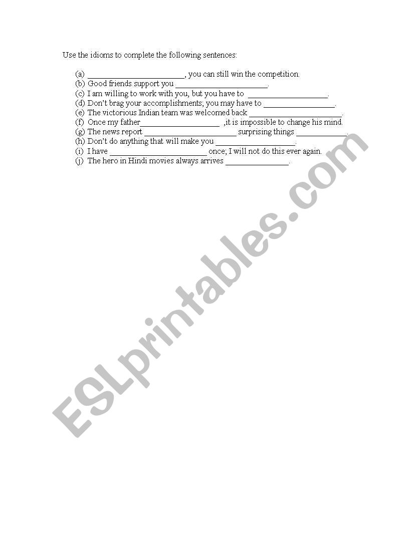 idioms worksheet