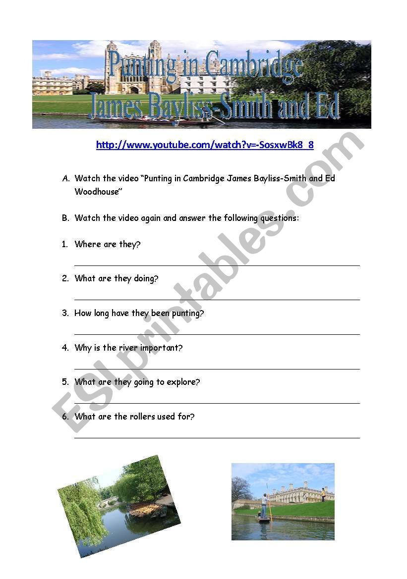 Punting in Cambridge  worksheet