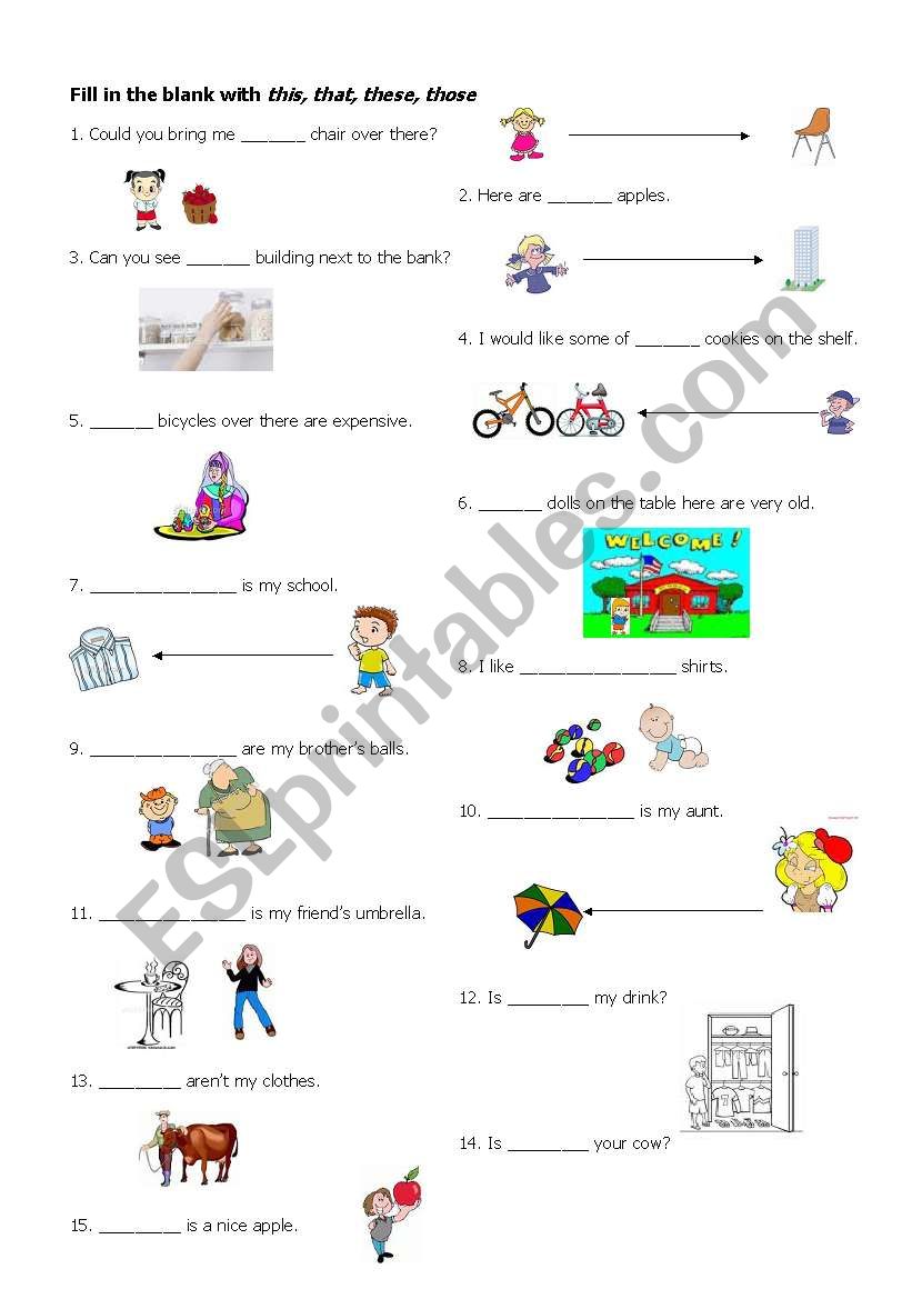 Demonstrative Pronoun worksheet