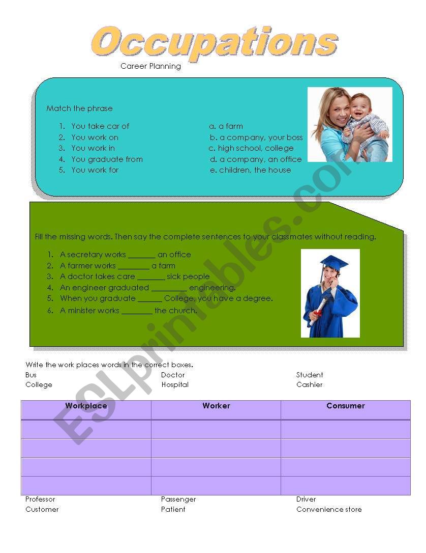 Occupations worksheet