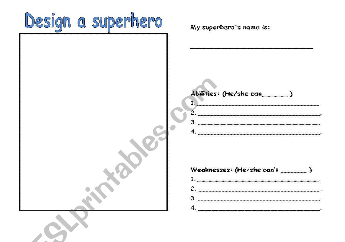 Superhero activity worksheet