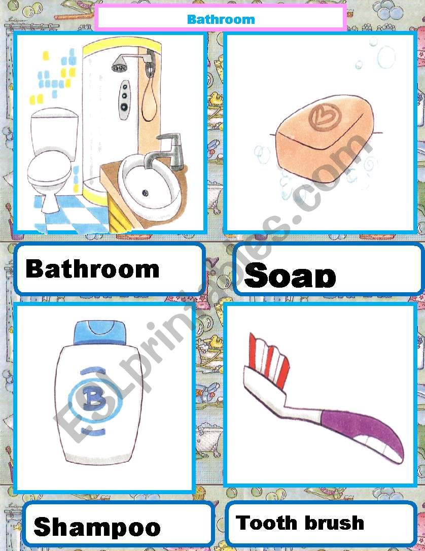 bathroom flascards worksheet