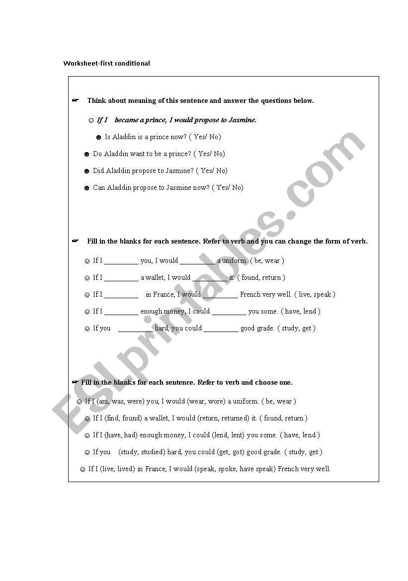 1st conditional worksheet