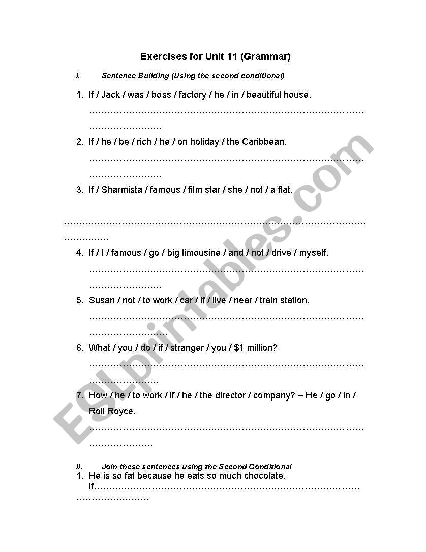 2nd conditional sent.  worksheet