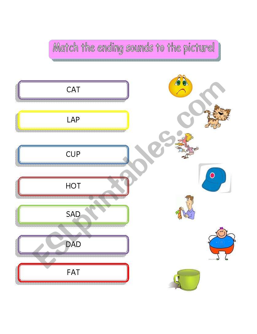 Phonics endings d-p-t worksheet