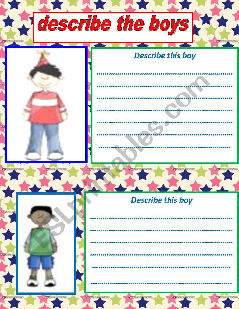 description only of the boys worksheet
