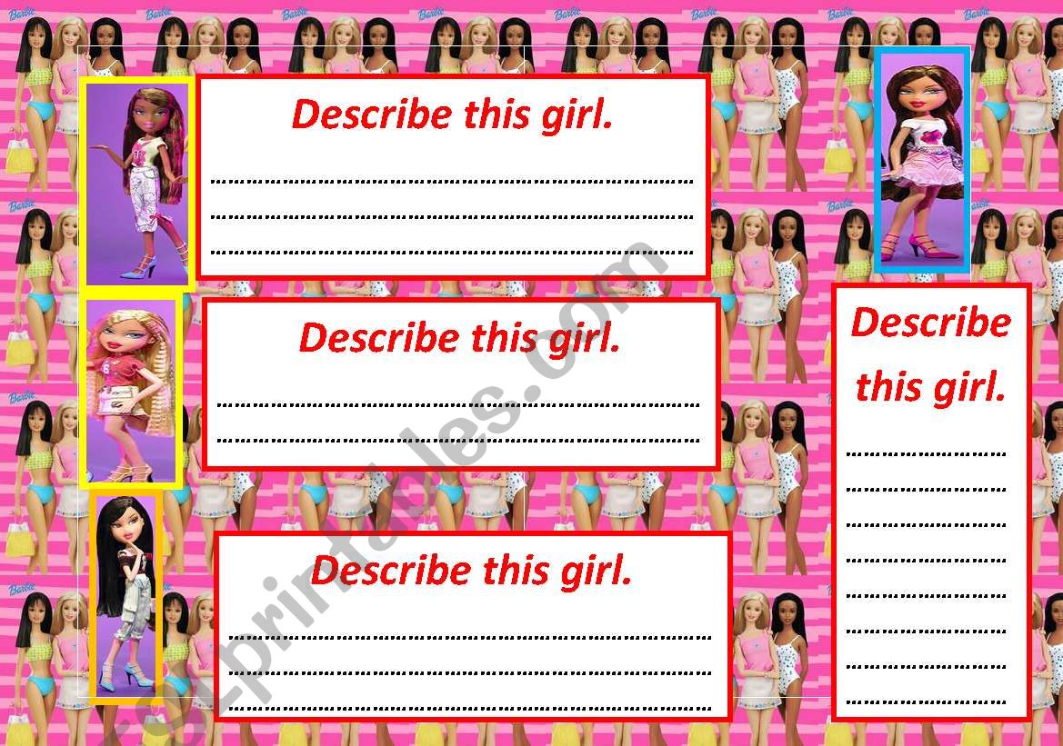 describe only the girls. worksheet