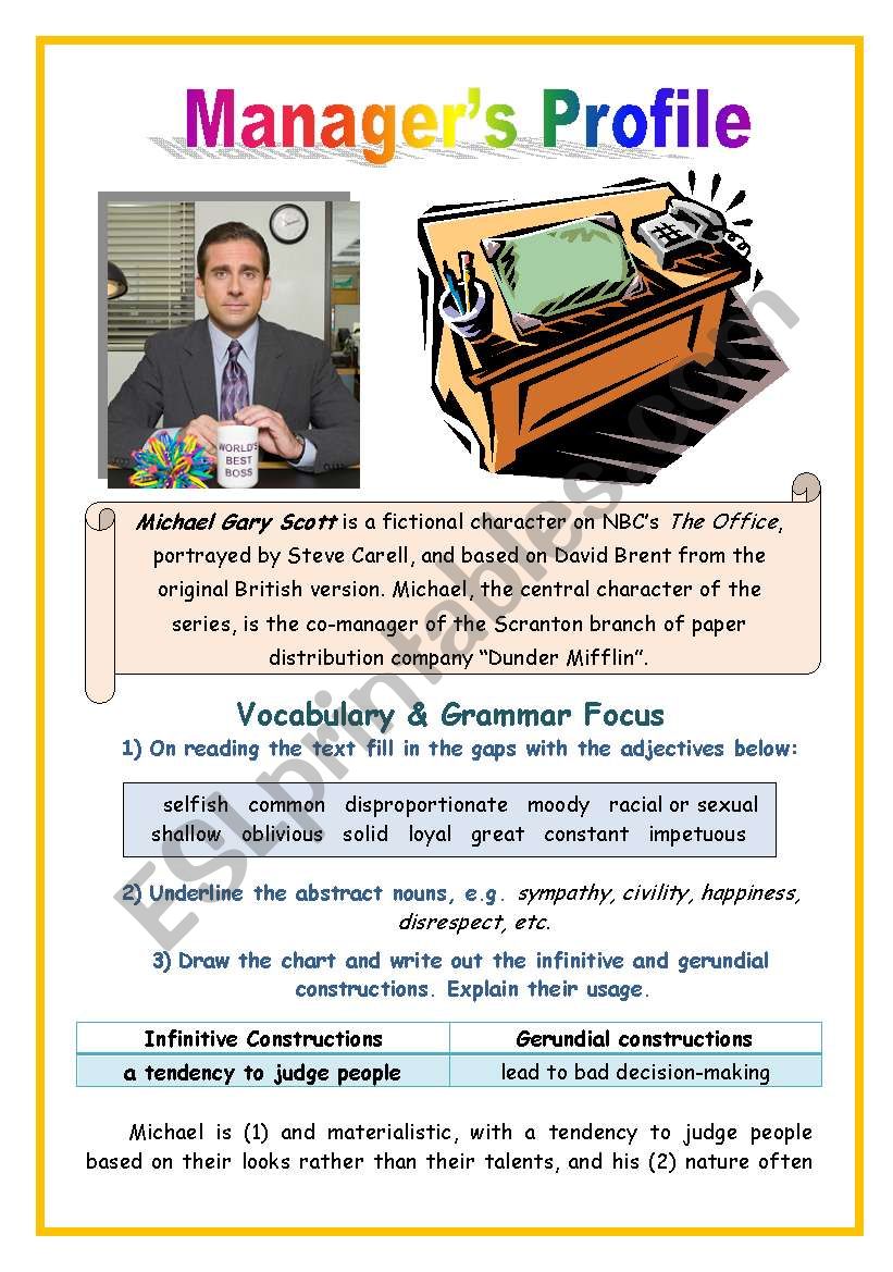 Managers Profile worksheet