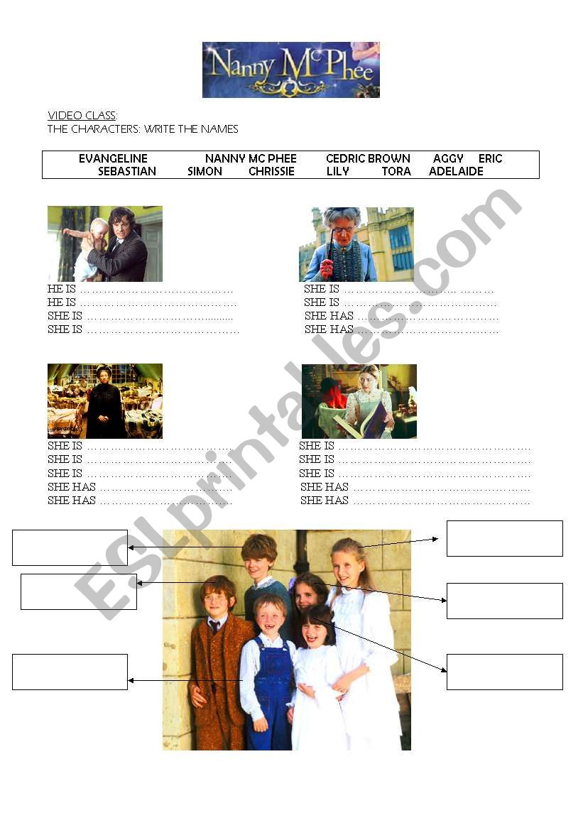 Nanny McPhee 1 worksheet