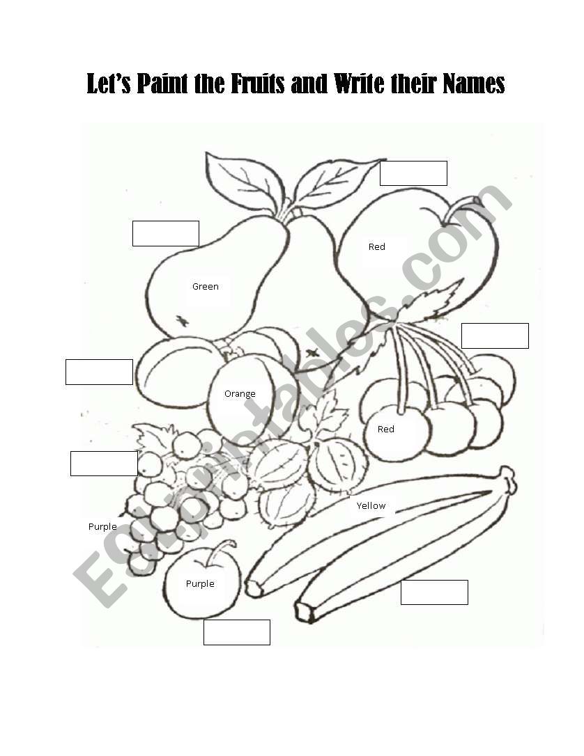 Lets  Paint the Fruits worksheet