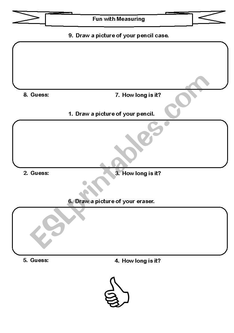 Drawing measurments worksheet