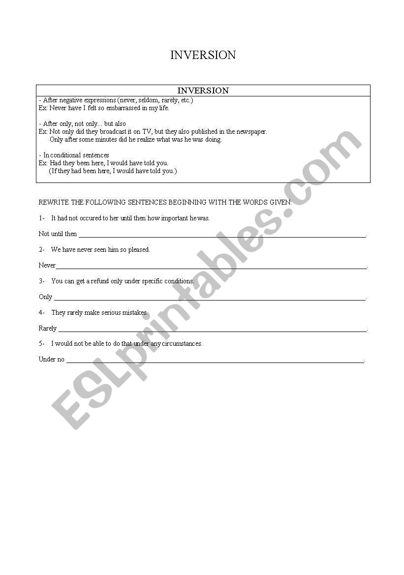 Inversion worksheet