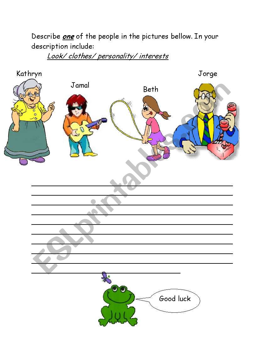 describing people worksheet