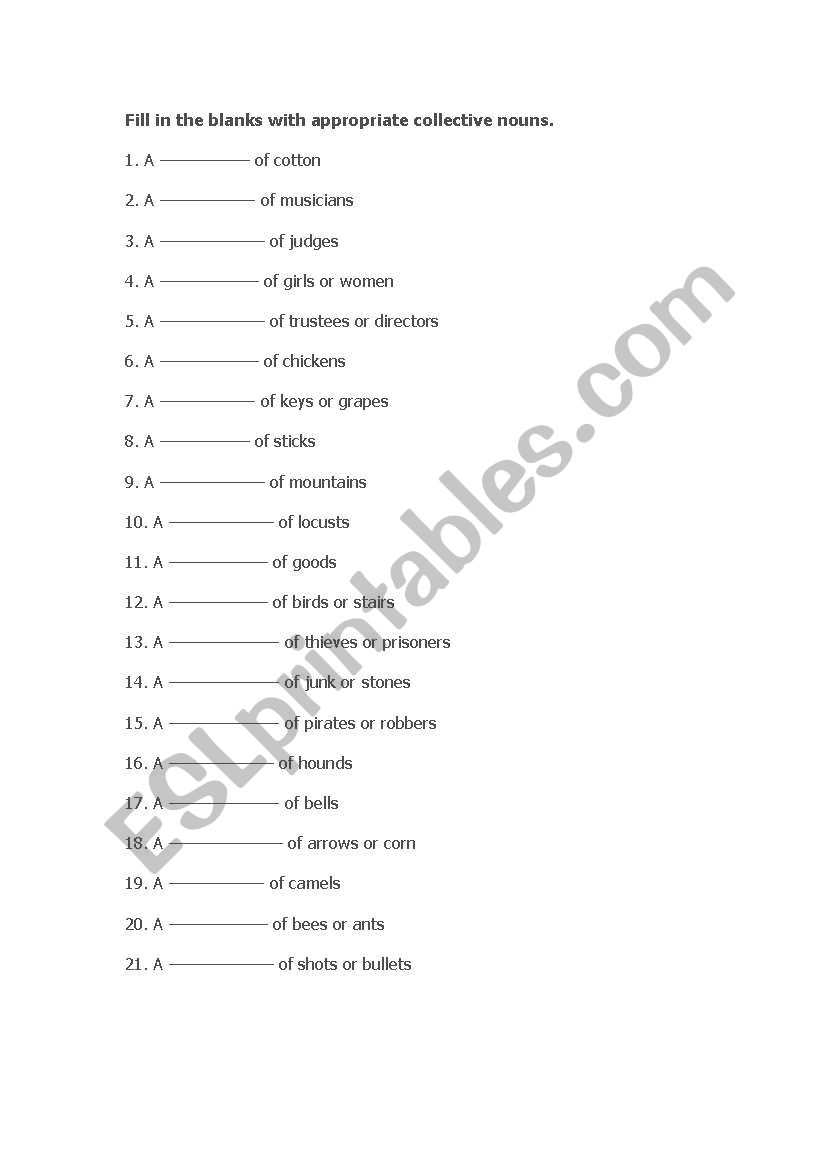 Noun worksheet