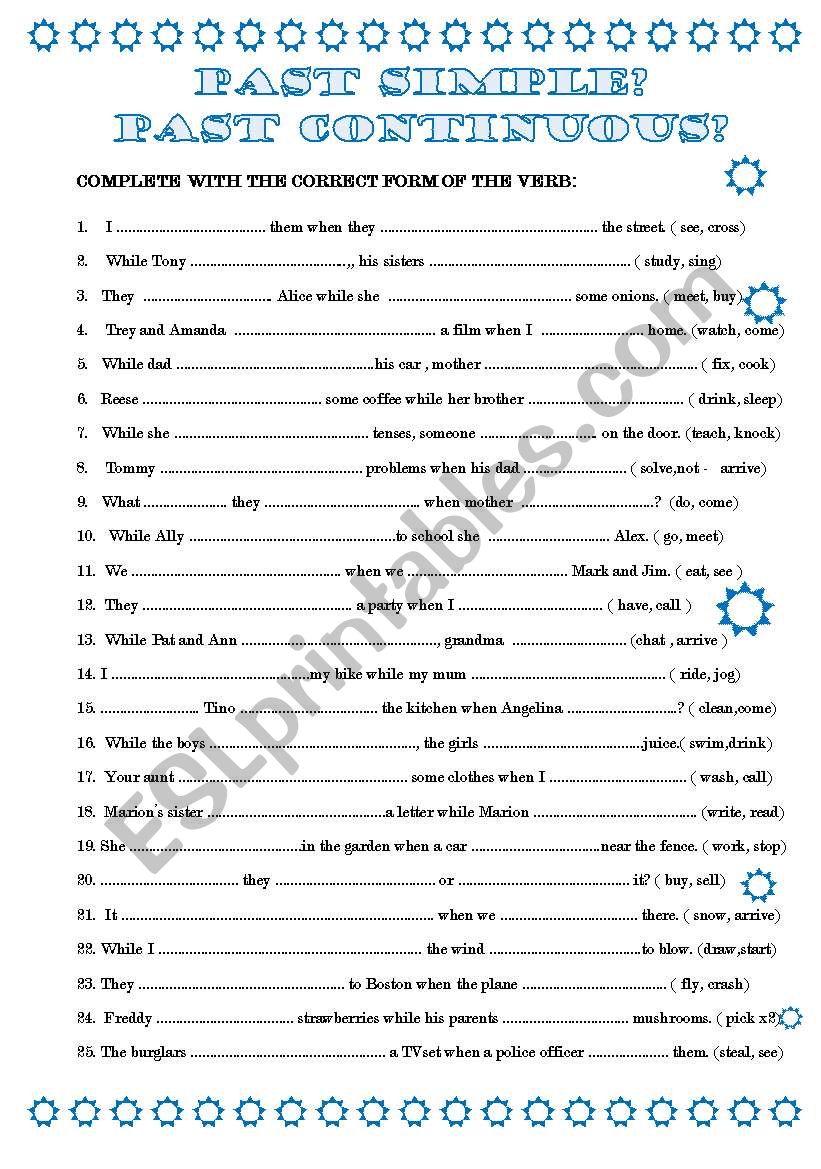 Past Simple-Past Continuous worksheet