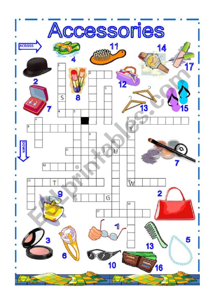 Accessories Crossword worksheet