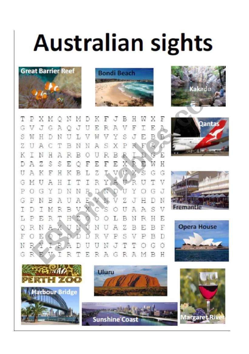 Australian Sights worksheet