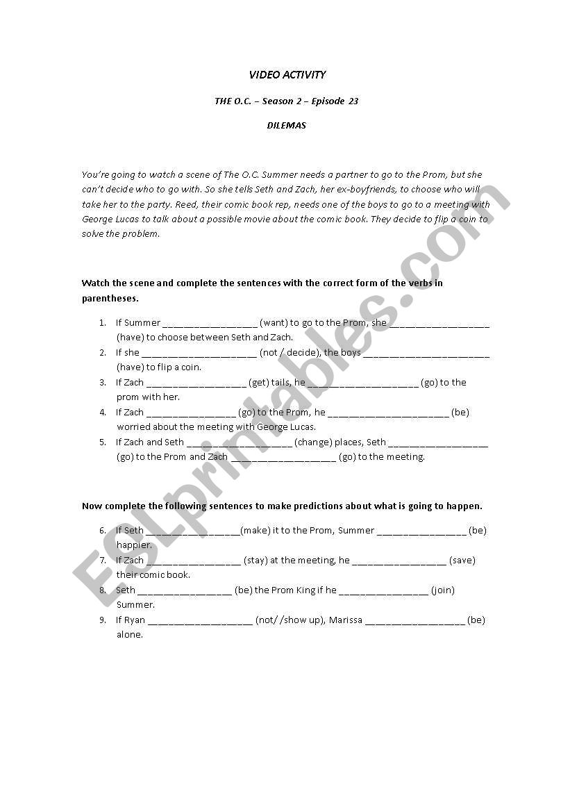 The O. C. - Dilemas worksheet