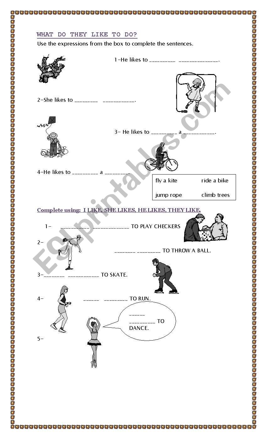 activities and prepositions of place