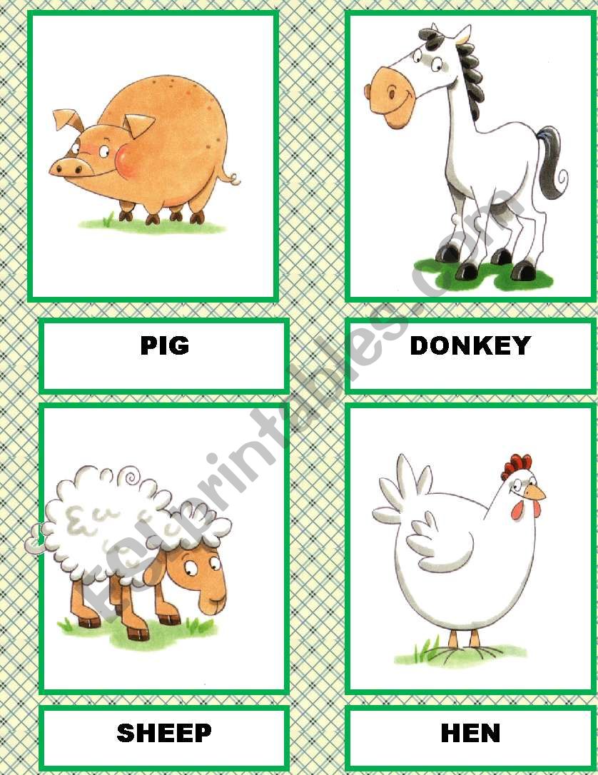 FARM ANIMALS  FLASH CARDS worksheet